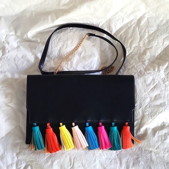 Ladies leather envelope purse, snap closure, zipper pocket inside, tassels - Picture 15 of 15